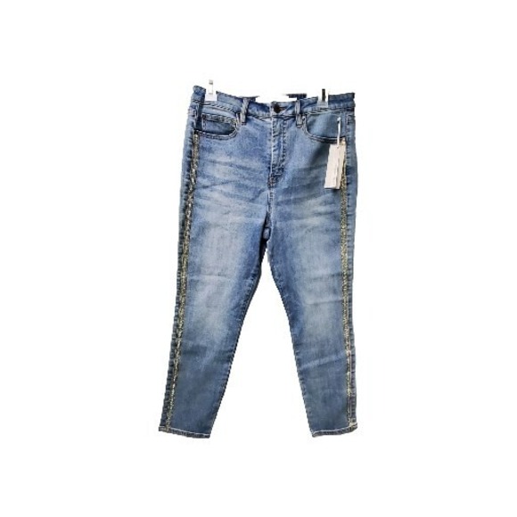 Soft Surroundings Denim - Soft Surroundings Jeans Womens Size 10p Skinny Ankle Glitter Stripes‎ On Sides